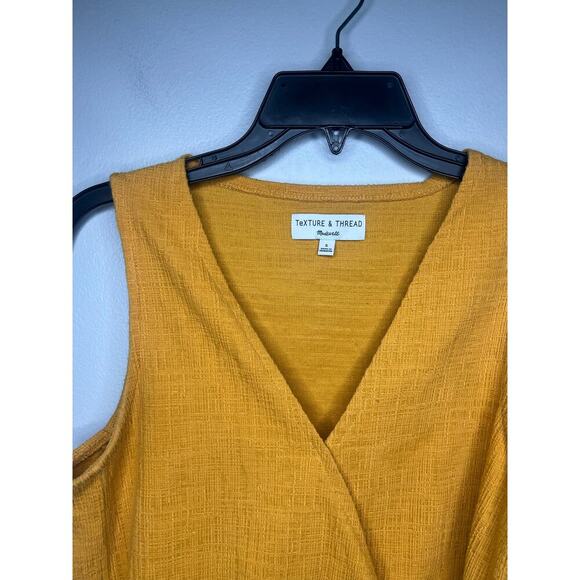 Madewell Texture & Thread Wrap Tie Waist Top V-Neck Size S Sleeveless Yellow - Picture 5 of 10